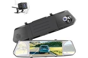 TOGUARDGO 7" Dual Mirror Dash Cam Front and Rear FHD 1080P Car Camera Touchscreen Rear View Mirror Camera Waterproof Backup Camera with Parking Assistance Motion Detection
