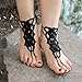 Abandon Girl Crochet Black Barefoot Sandals,Beach Pool,Nude Shoes,Foot Jewelry,Footless Sandles,Beach Wedding Jewelry,Yoga Chain,Anklet, Wedding Shoes, Beach Wedding, Summer Shoes, One Size Fits All