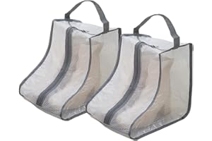 Fazhongfa Boot Shoe Travel Bags for Luggage Packing, Clear Stackable Storage Dust Waterproof Short and Tall Boots Storage in Closet 2 Set Hanging Shoe Bags (Clear Gray-Ankle Boots)