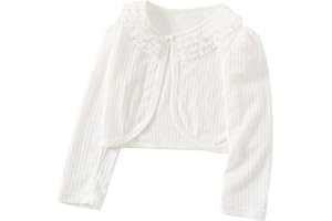 YeeLauf Girls Bolero Shrugs Cotton Mesh Design 3/4 Long Sleeve Light-Weight Cardigan for Girls Dress Cover Up
