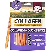 Wild Eats Real Duck Collagen Bully Sticks for Dogs, 25 Pack, Rawhide Free | No hide chew treat made without grain, 5 inch size, high protein, satisfies natural gnawing urges, suits all breeds