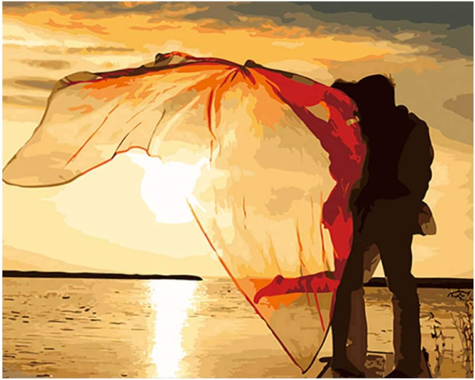 Wxswz Seaside Couple Marriage Figure DIY Digital Painting by Numbers Modern Wall Art Canvas Painting Unique Gift Home Decor 40X50Cm No Frame