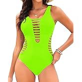 Aqua Eve Women Sexy One Piece Swimsuits Plunge Deep V Neck Cutout Bathing Suits