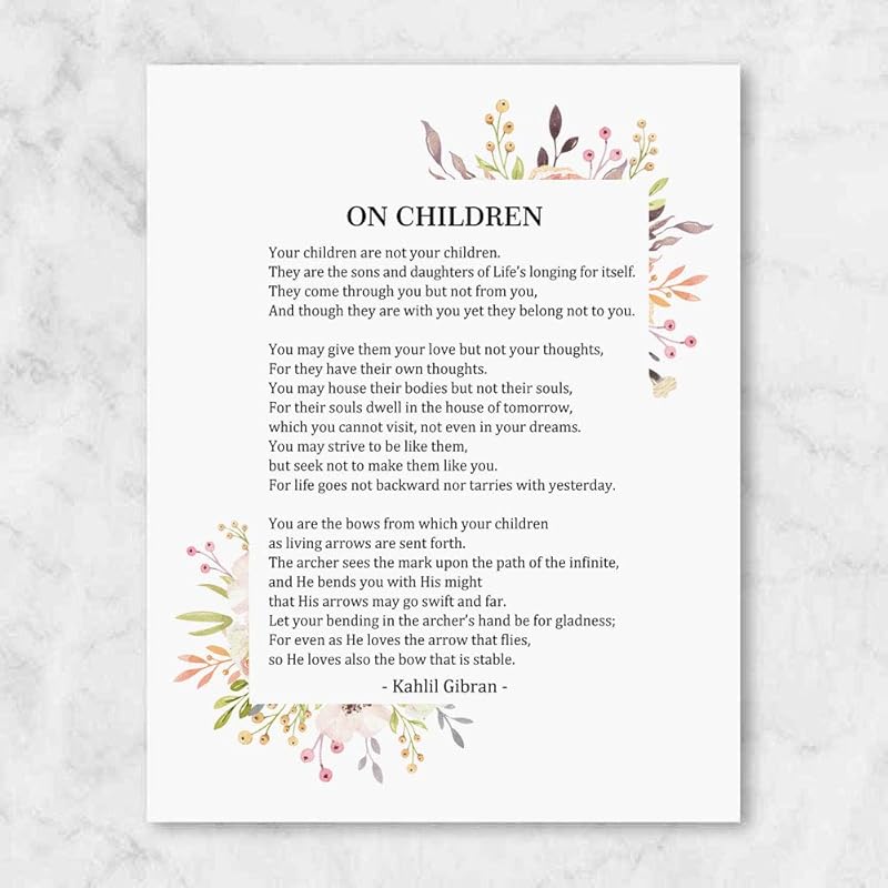 Amazon.com: On Children Poem Art Print,Kahlil Gibran Quote, The Prophet ...