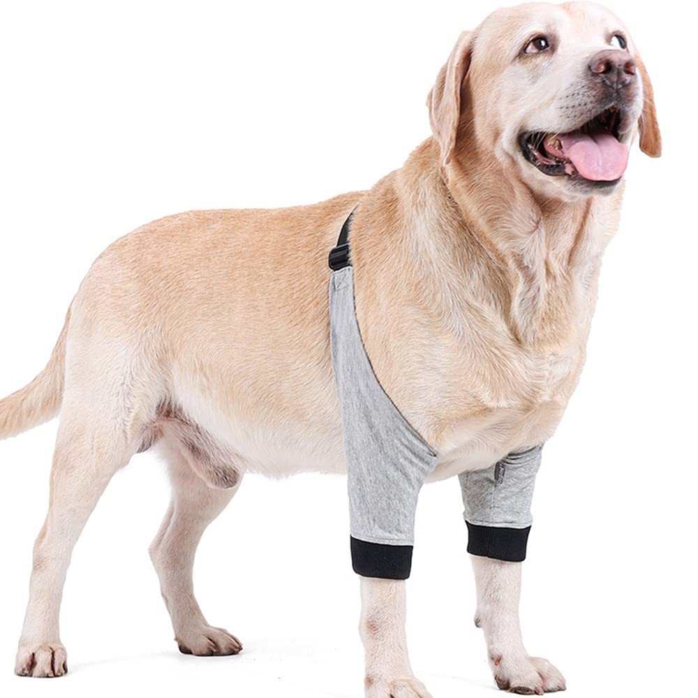 Dog Front Leg Hock Joint Wrap Protects Wounds Compression Brace Sleeve with Straps for Heals and Prevents Injuries and Sprains Helps Arthritis For Small Medium Large Dogs (XL)