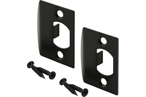 Prime-Line E 2793 Latch Strike Plate, Matte Black Finish (2 Pack)
