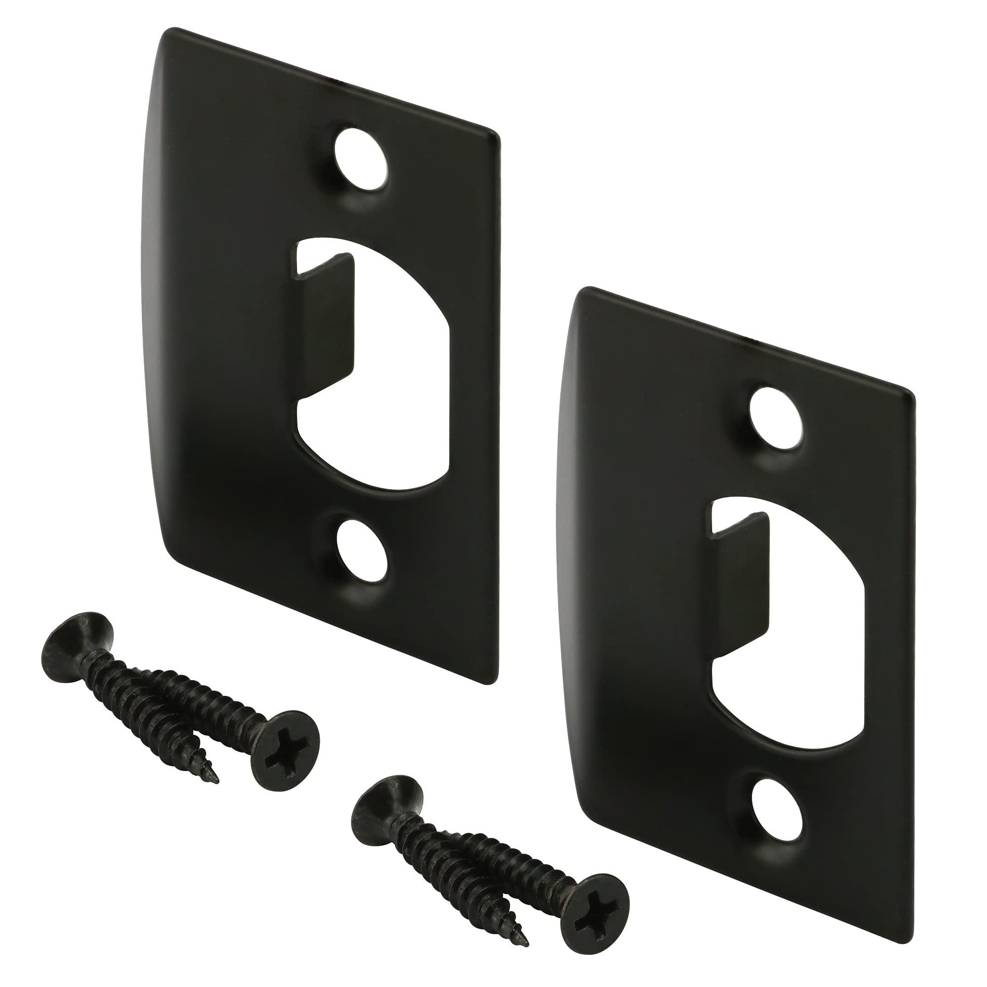 Photo 1 of Prime-Line E 2793 Latch Strike Plate, Matte Black Finish (2 Pack)
