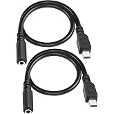 MEIRIYFA Mini USB Male to 3.5mm Female TRRS Audio Cable Mic Cord | 5 Pin Mini USB to 3.5mm 4-Pole Jack Adapter Cable for Headset Active Clip Microphone -33cm (2 Pack)