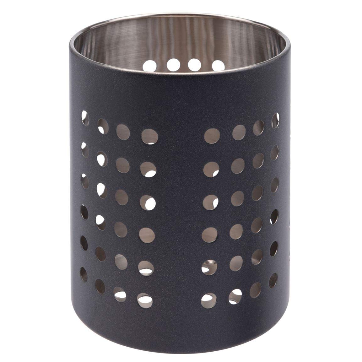 Carousel Home and Gifts Kitchen Cutlery Holder Pot 13cm - Kitchen Utensil Drying Rack, Cutlery Caddy Case, Multi-Purpose Organizer for Silverware - Black