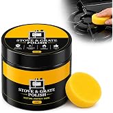 Cast Iron Stove Polish with Sponge,Black Restoring &amp; Protective Polish,80g | Stove and Grate Polish Black, ideal for wood-burning stoves, fireplace grates and fire surround maintenance