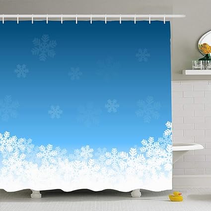 Snowflake Shower Curtain Fabric Bathroom Decor Set With Hooks 4 Sizes Shower Curtains Home Garden