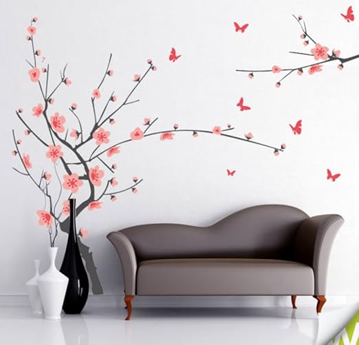 Decals Design Branch with Flowers Wall Sticker (PVC Vinyl, 50 cm x 70 cm)