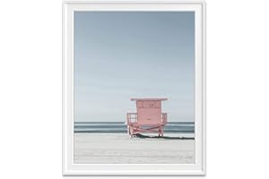 PARODY ART PRINTS Pink Lifeguard Stand at Beach Ocean Nautical Photography Print, Unframed, Beach Dock, Boardwalk, Home and Wall Decor, 8x10 Inches