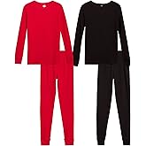 ONLY BOYS Thermal Underwear Set - 4 Piece Waffle Knit Long Sleeve Thermal Shirt and Long Johns for Boys