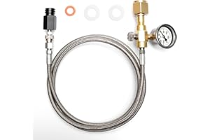YUXIVCNE Updated Soda Stream CO2 Cylinder Refill Adapter Hose Kit with Big Pressure Gauge, CGA320 to TR21-4 Soda Stream Quick Connect Adapter for CO2 Tank Soda Water Machine, 60in, 4500 PSI