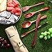 Boao 7 Pieces Wooden Cutlery Bamboo Travel Utensils Set, Include Knife, Fork, Spoon, Coffee Spoon, Wooden Straw and Straw Brush with Bag (Paint Color with Khaki Bag)