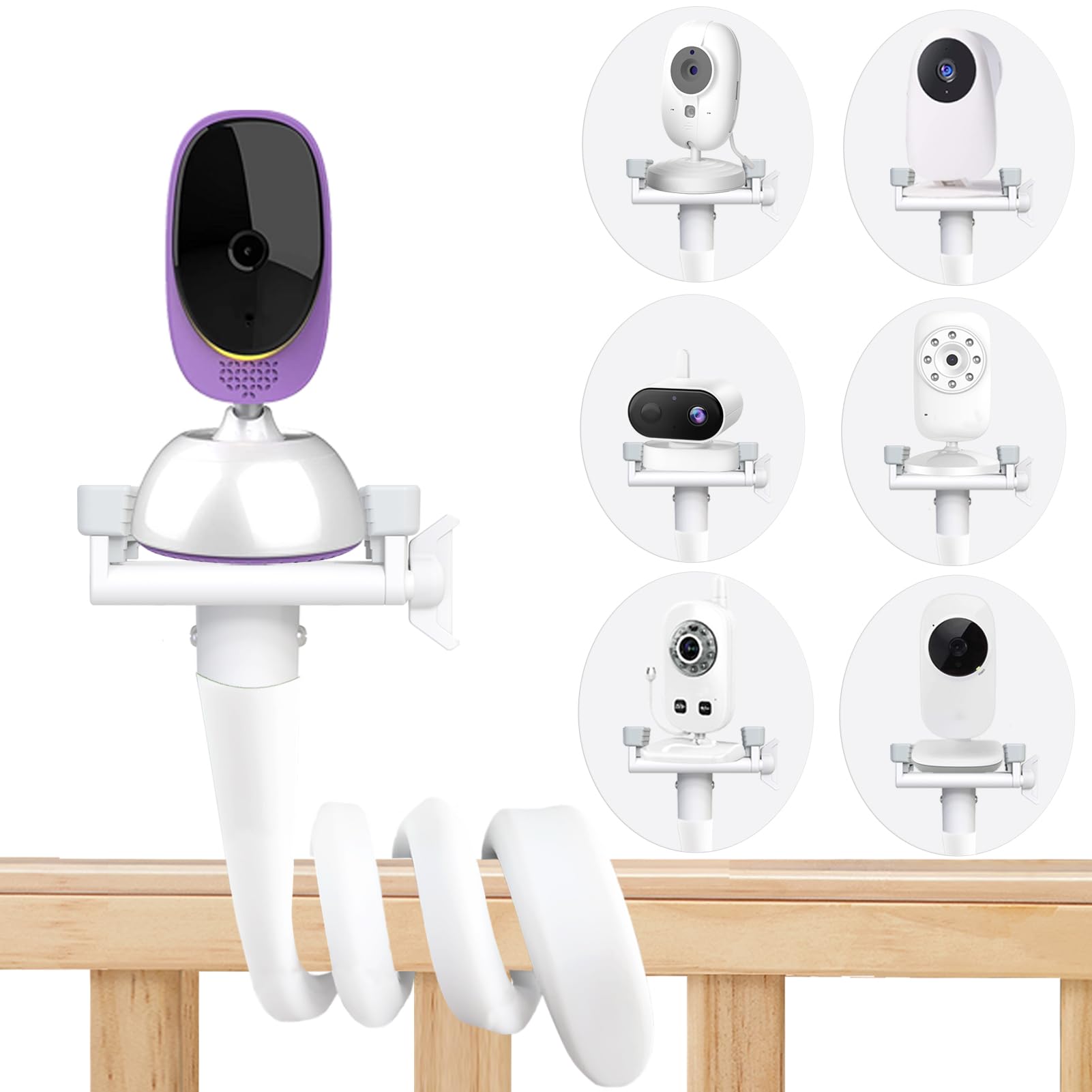 Derebir Baby Camera Mount Stand Compatible with GHB/HelloBaby HB30 /‎HB32 /nooie IPC007I /BOIFUN 7SM/VB610/VB603 /Babystar MC632A/SM25 Baby Monitor Holder Compatible with Most Baby Monitors