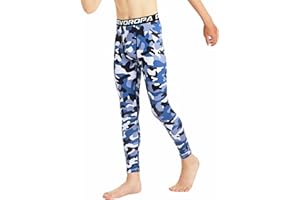 DEVOROPA Boys Leggings Quick Dry Youth Compression Pants Sports Tights Basketball Base Layer
