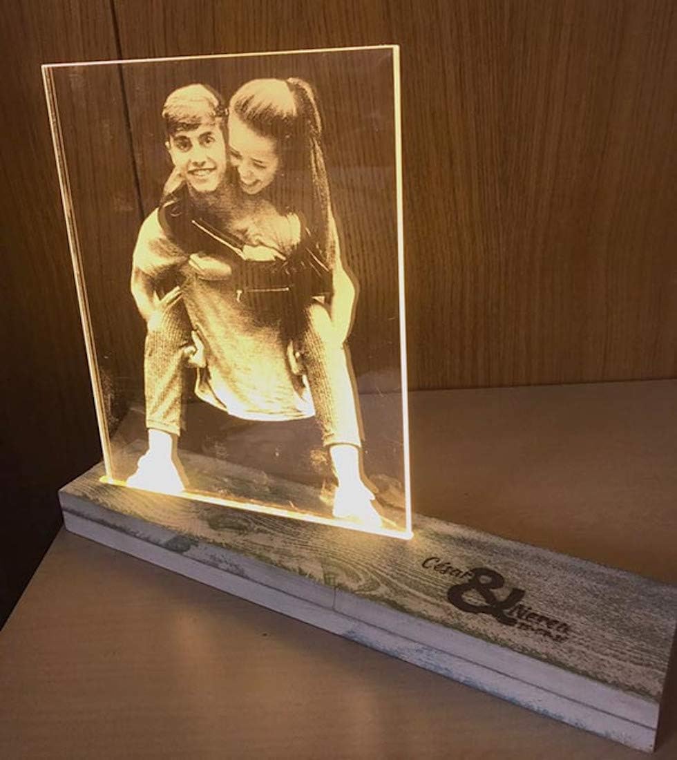 CREATIVA DIGITAL Lampara Personalized with Your Photo, with Illuminated Base.
