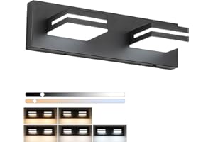 SineRise LED Modern Bathroom Vanity Light Fixtures (2-Light, 15.5-Inch)(5CCT, Dimmable), Matte Black Modern Acrylic Bathroom Wall Lighting Fixtures Over Mirror (3000K/3500K/4000K/5000K/6000K)