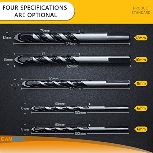 image for 5 Piece Multi Material Drill Bit Set, Eaninno Installer Twist Drill Bi