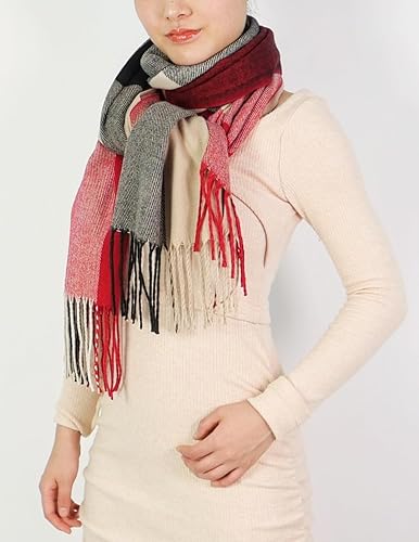 Wander Agio Womens Fashion Long Shawl Big Scarves Grid Winter Warm