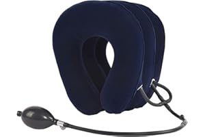 BBLING Neck stretcher with 3 exhaust pipe neck supports, neck traction device, neck decompression tool, adjustable inflatable