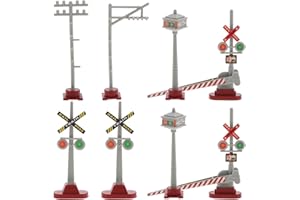 Sewroro 8pcs Model Train Traffic Lights Miniature Railroad Signal DIY Crossing Signal Light Set for Sand Table Model Accessor