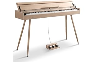 Ktaxon Weighted Digital Piano 88 Keys Electronic Keyboard Piano, Home Electric Piano Desk Piano & Vanity Desk Piano with Acoustic Piano Sound, 3-Pedal Unit, Headphone Bluetooth Connection (Beige)
