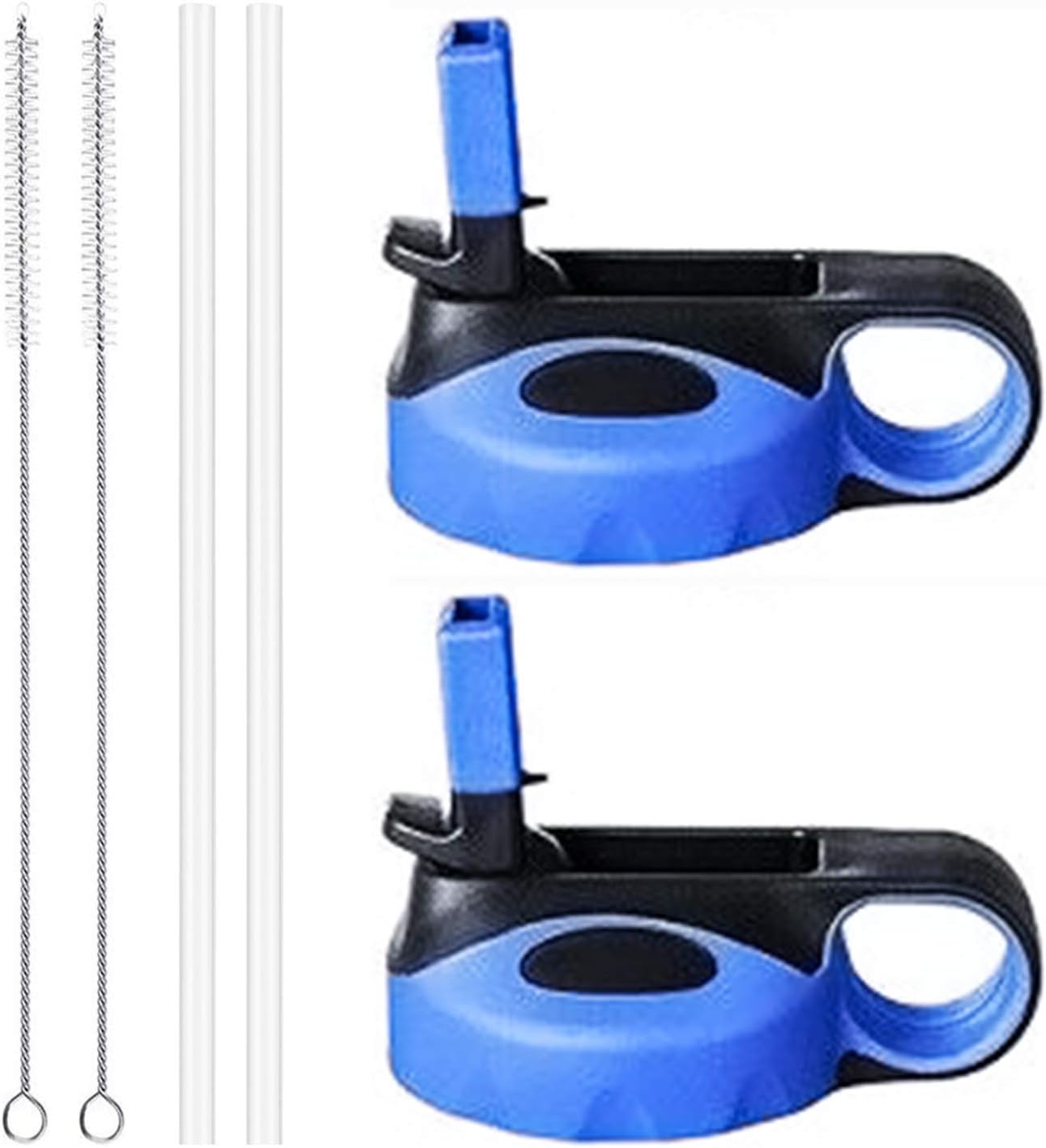 Flgoo Straw Lid for Wide Mouth Water Bottle with Straws and Brush 2 Pack