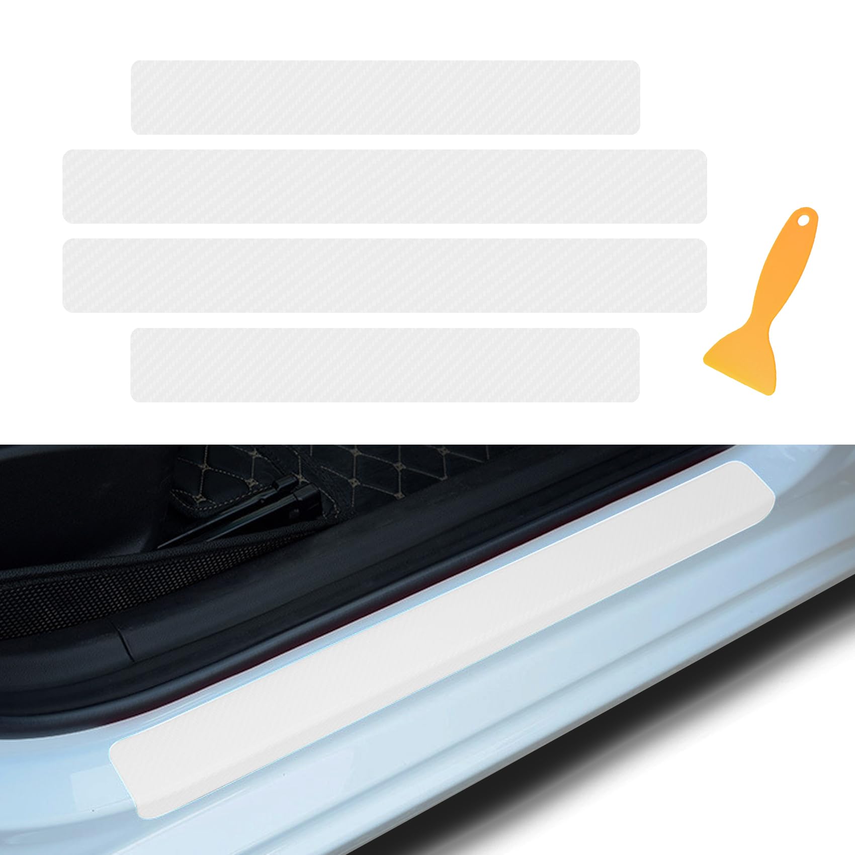 Photo 1 of ***** BUNDLE OF 2 ***** Lecctso 4PCS Car Door Sill Protector, Car Door Edge Guards, 3D Carbon Fiber Auto Door Entry Edge Guard Protection Trim, Universal Waterproof Door Threshold Strips Exterior Accessories for Car Truck