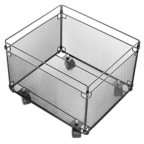Modern Rolling Black Metal Mesh Legal Hanging File Folder Organizer / Document Holder Box