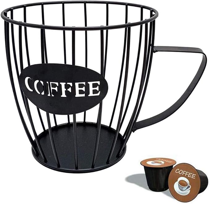 Iron Coffee Espresso Pod Holder, Coffee Mug Storage Basket,Cupshaped