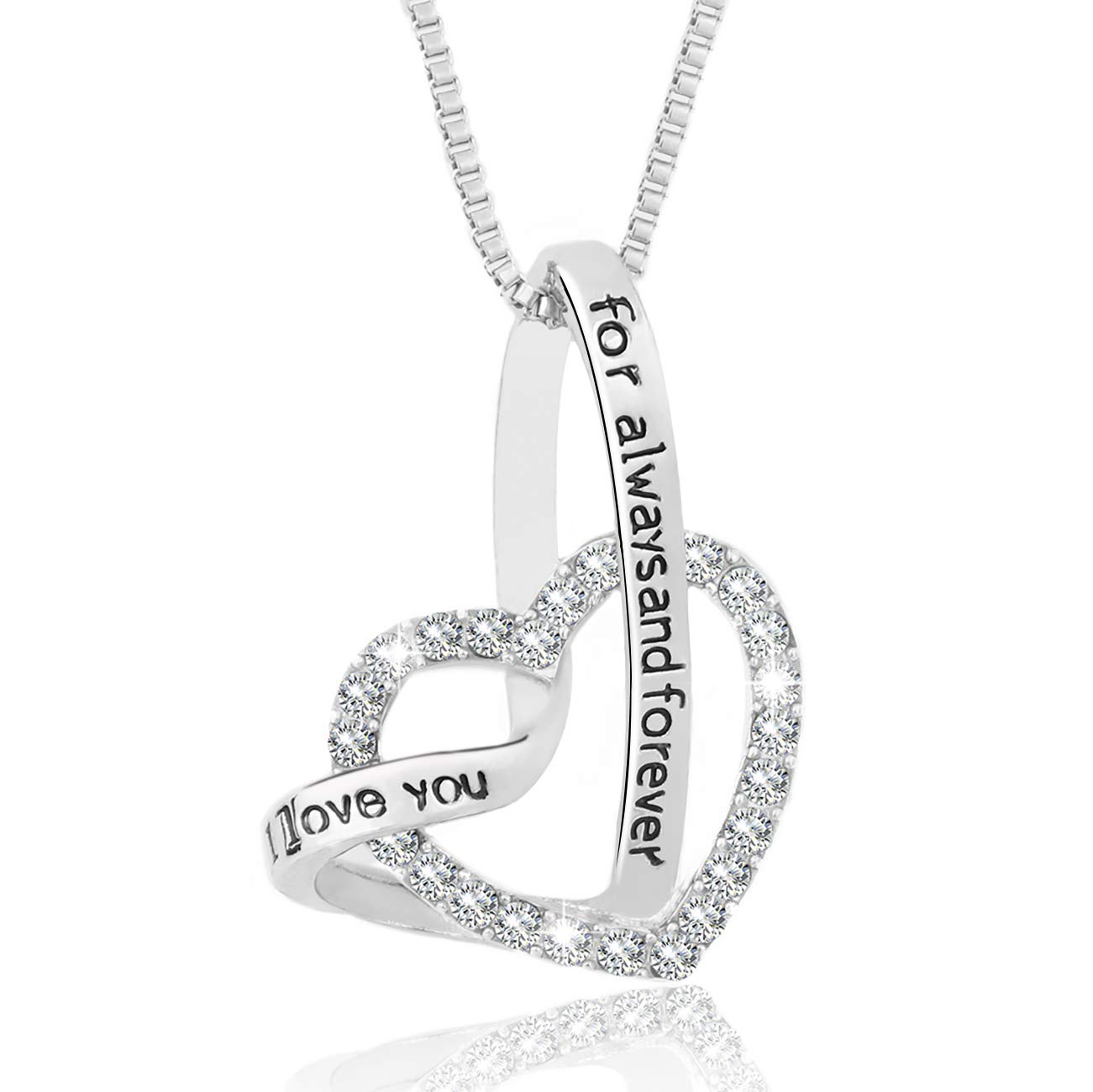 Gleamart Love Heart Pendant Necklace for Women Mother's Day Mom Gifts I love you for always and forever — image 1