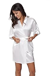 The Bund womens Pure Colour Short Kimono Robes with
