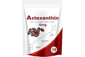 Yoqpoe Astaxanthin 12mg, Natural Antioxidant, Supports Immune, Fresh Microalgae for Skin Eye and Internal Circulation Health, 120 Softgels (01, 01#)