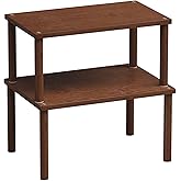 VERTORGAN Cabinet Organizer Shelf(Set of 2),Kitchen Counter Shelves,Bamboo Spice Rack Countertop and Cabinet,Stackable Expandable,Medium(Brown)