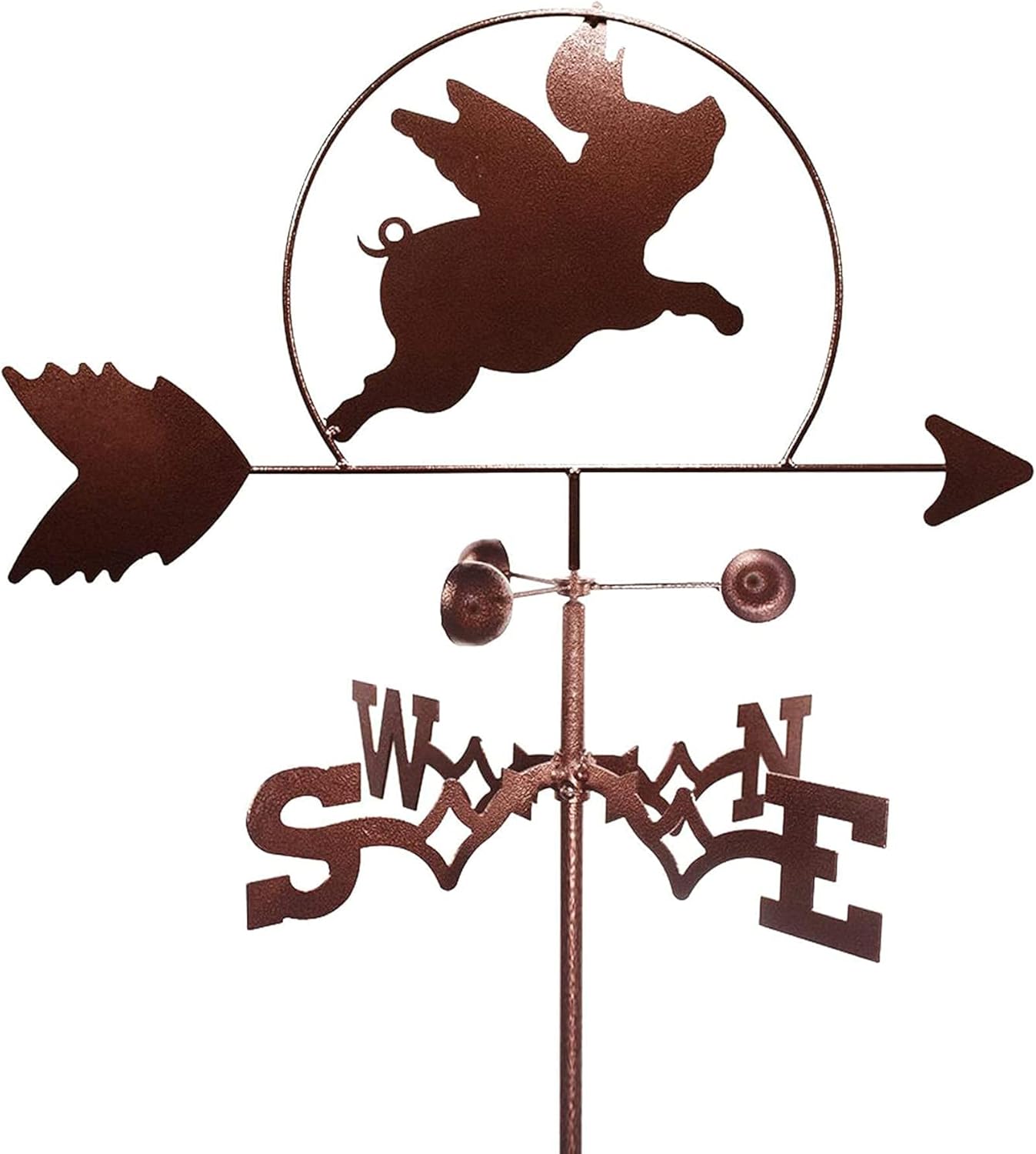 Weathervanes - Exquisite Metal Weather Vane Ornament Weather, Orientation Indicator, Stainless Steel Weathervane with Anti-Rust Coating, Outdoor Animal Decor Craft - Flying Pig