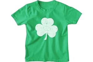 NYC FACTORY USA Screen Printed Shamrock Youth T-Shirt Distressed Tee Kids Irish Green