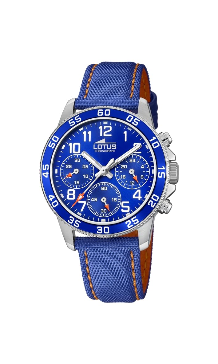 LOTUS Watch for Children 18581/6 Junior Collection Silver Stainless Steel case Blue Leather Strap, Blue, Strap.