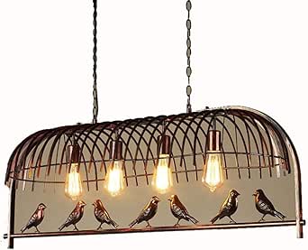 Xinhe Araña De Hierro Jaula De Pájaro Colgante De Luz Vintage Loft