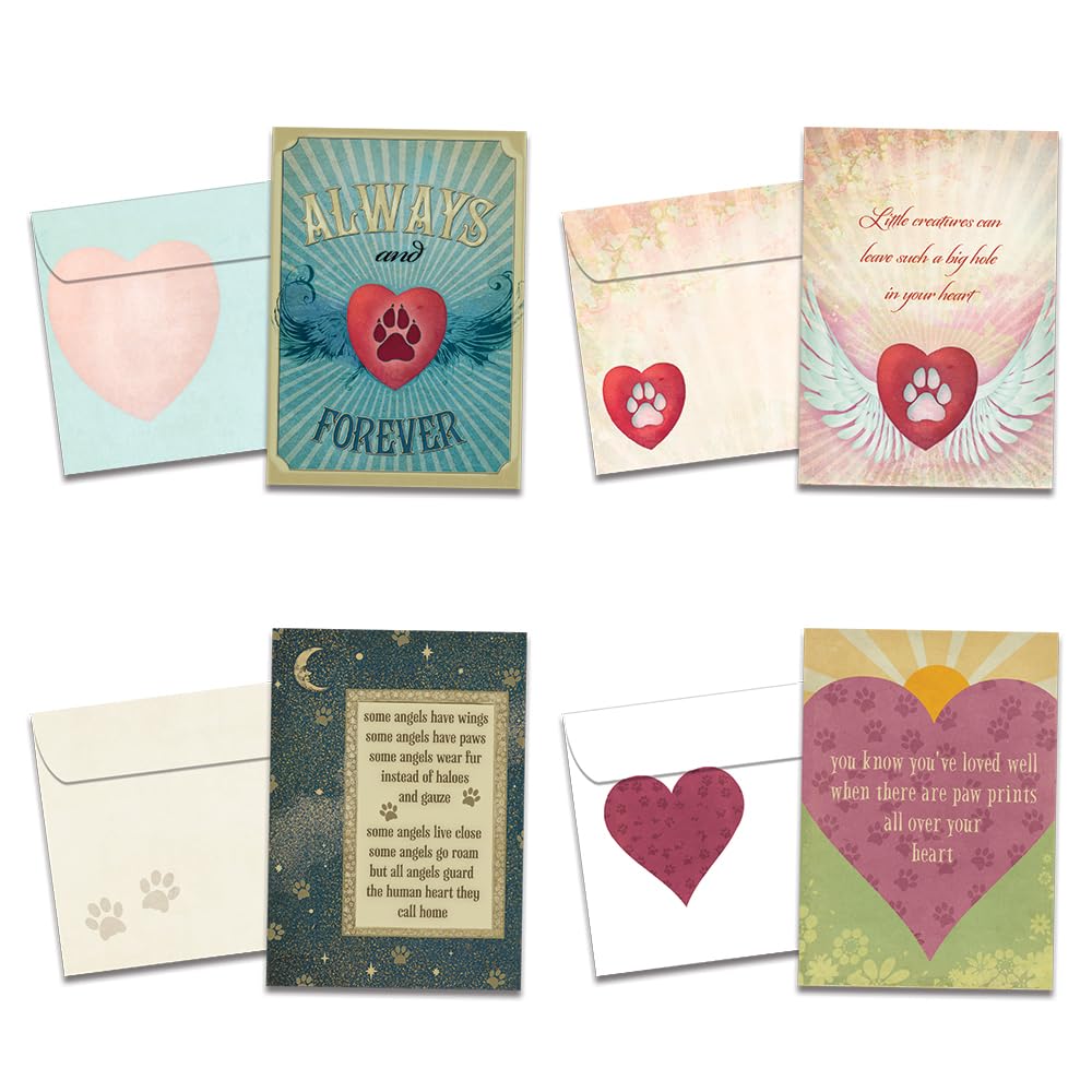 Tree-Free Greetings 16 Pack Forever Friends Pet Sympathy Card Assortment & Matching Envelopes, Made in USA, 100% Recycled Paper, 5”x7”, Loss of Pet Condolence (GP54063)