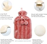 RAM Large Cosy 2L Rubber Hot Water Bottle with Faux Fur Pink Cover view 4
