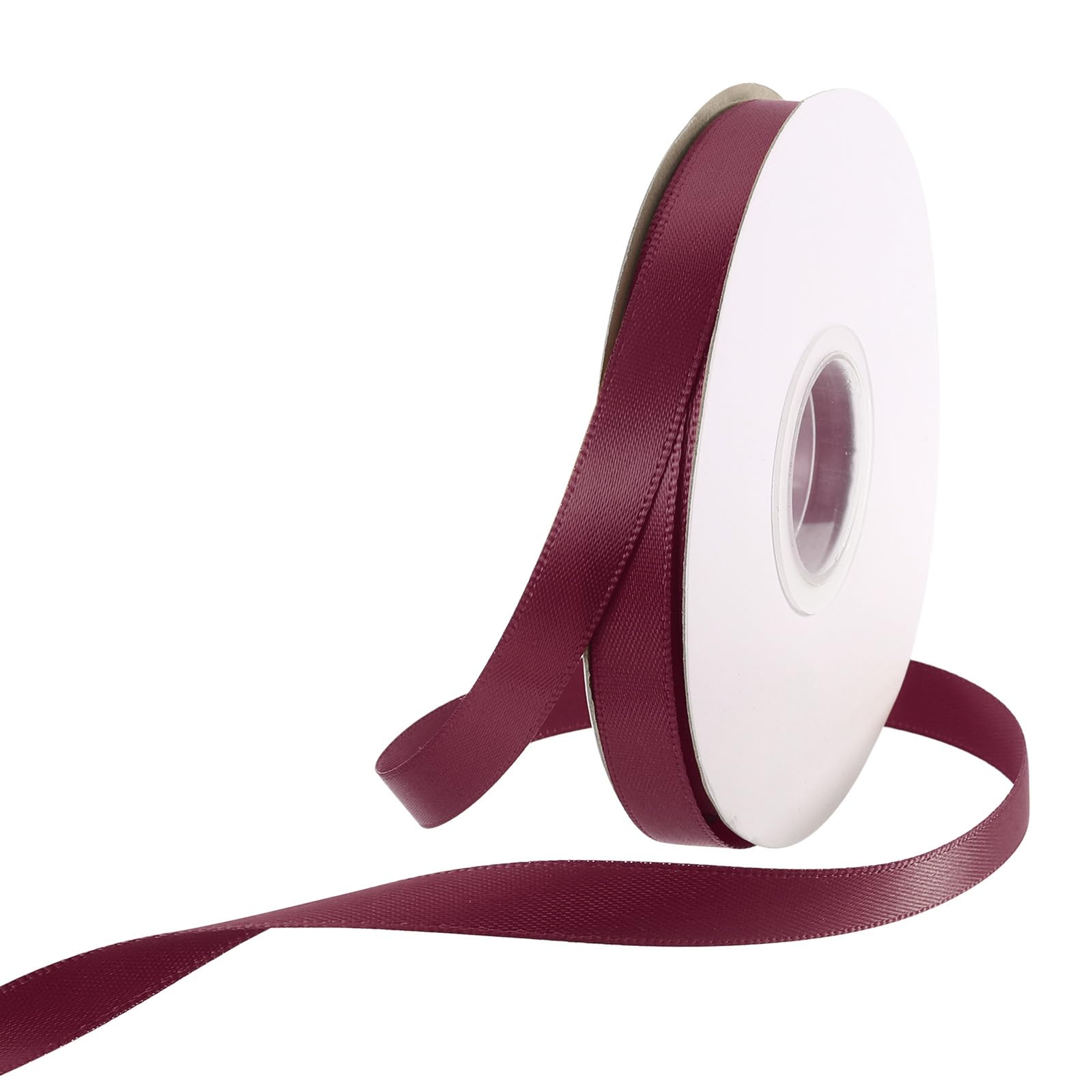 Rebower 10mm Satin Ribbon 91m Thick Double Face Grosgrain Silk Ribbon, [for Gift Wrapping, Hair Bows, Wedding, Cake, Flower] - 100 Yard/300ft/ Dark Red