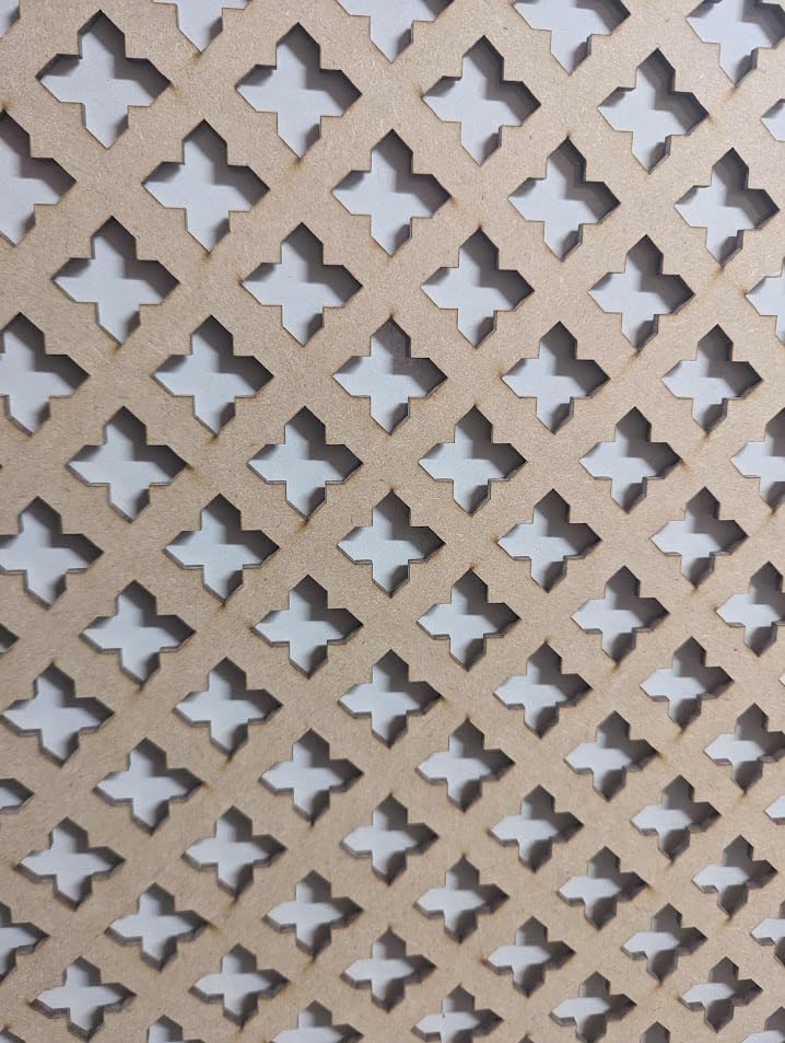 Radiator Cabinet Wall Decorative Screening-Grille- Perforated 3mm Thick MDF Cross Panel (Size 620mm x600mm) KZ2 Pattern