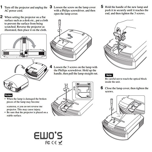 EWO'S LMP-H210 Lamp bulb for Sony VPL-HW65ES VPL-HW45ES Projector Lamp bulb Replacement, with Housing