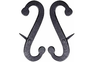 Renovators Supply Manufacturing Shutter Dogs Pair 6.25 in Black Decorative S Shaped Wrought Iron Shutter Dogs with Mounting Hardware