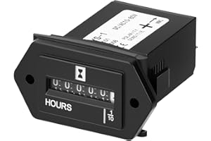 QWORK Mechanical Hour Meter - DC 10-80V Range for Diesel Engines, Boats, Generators