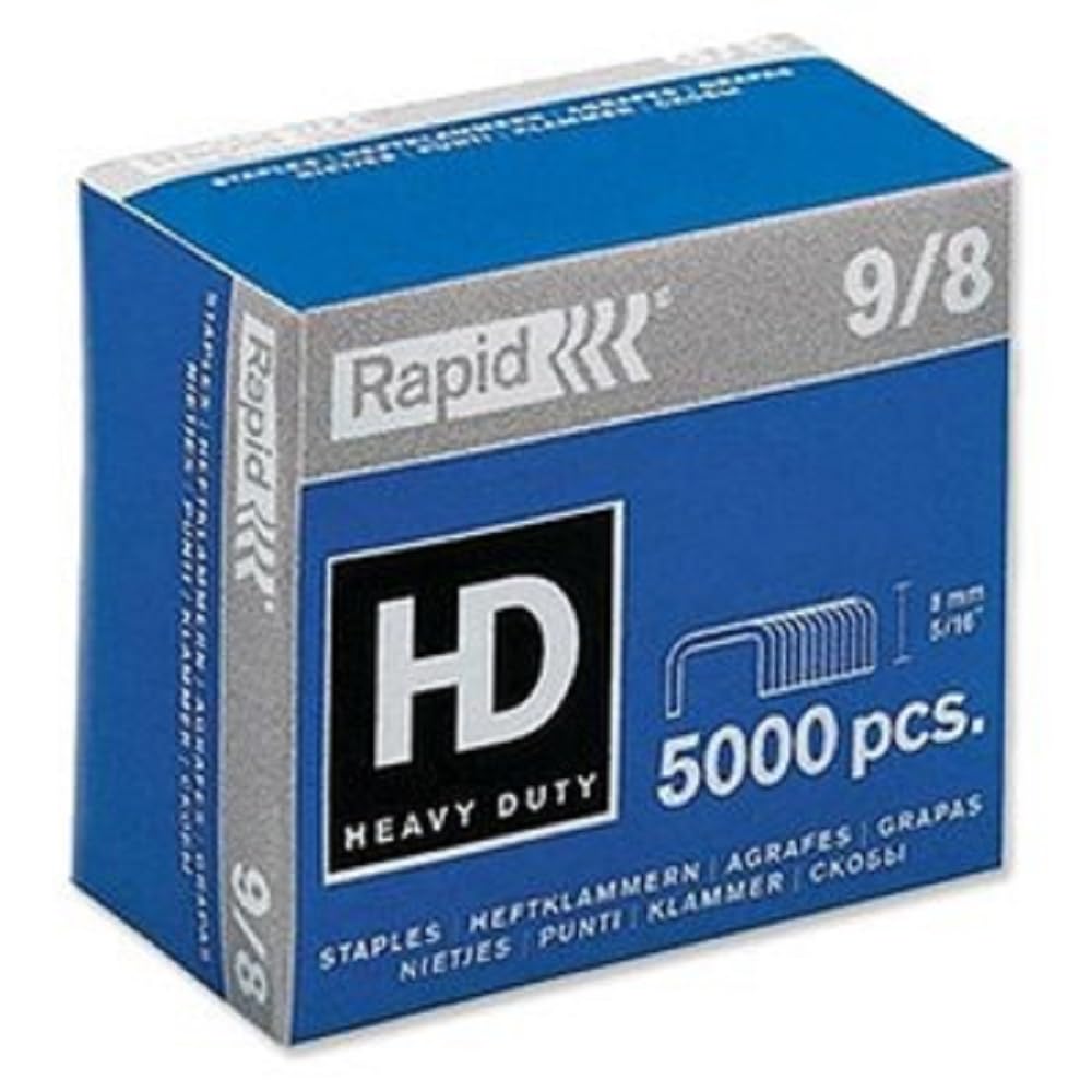 Rapid 9/8mm Super Strong Staples, For Stapling 10-40 Sheets, Use with Heavy Duty Staplers, Galvanised Wire, Box of 5000, 24871000 — image 1