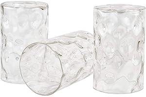 Kira Home Armada II 7" Glass Shades, Clear Hammered Replacement Glass, 1-5/8" Fitter Opening for Threaded Medium Base Socket, 7" x 4", 3-Pack